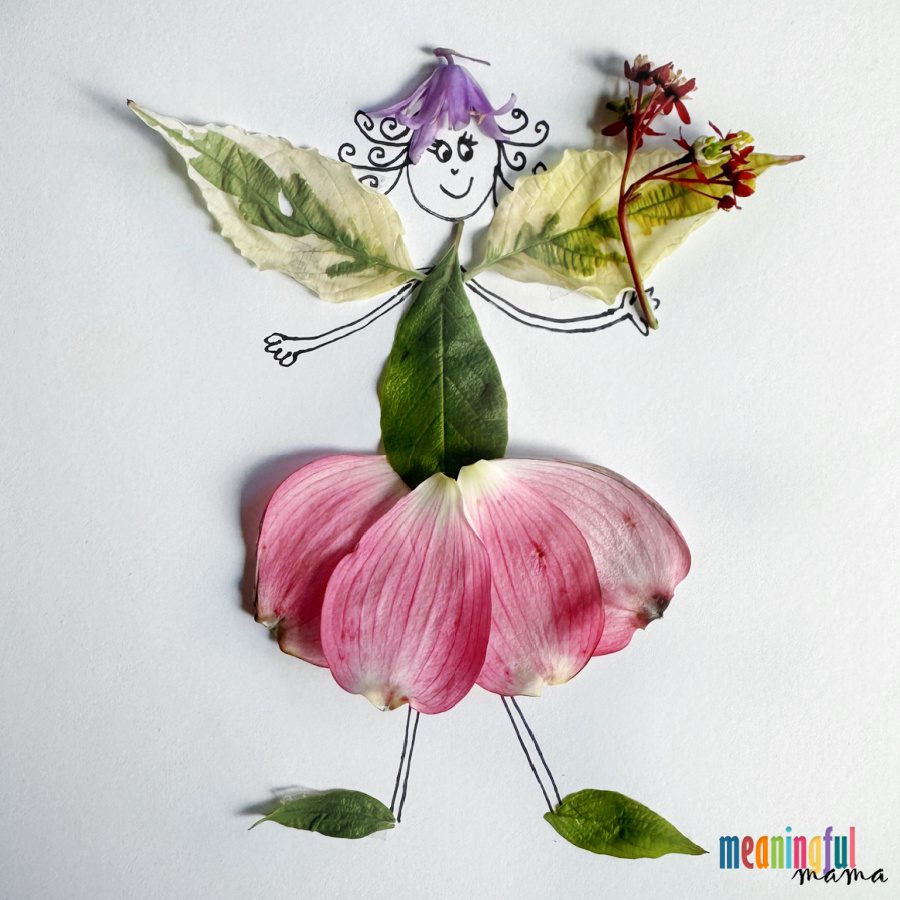 nature craft with leaves and flowers