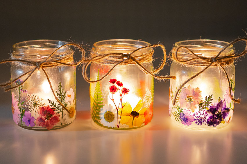 summer nature craft flower lanterns