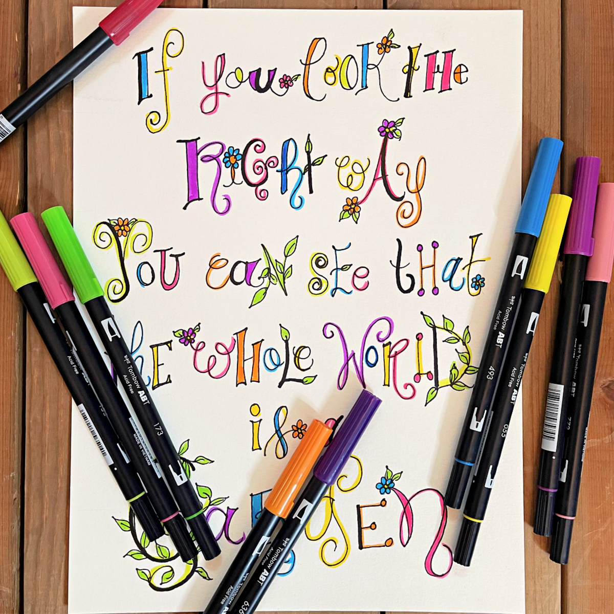 Doodle lettering quote: Secret Garden art lesson